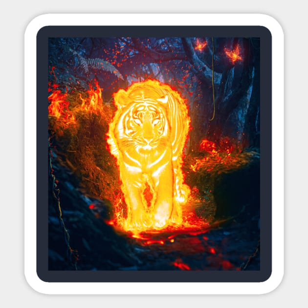 Blazing Tiger Sticker by Ergen Art